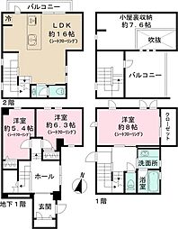 東急東横線 都立大学駅 徒歩7分の賃貸テラスハウス 3LDKの間取り