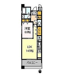 東急大井町線 尾山台駅 徒歩8分の賃貸マンション 4階1LDKの間取り