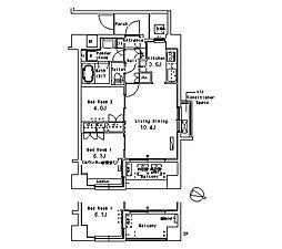 パークアクシス三宿 4階2LDKの間取り