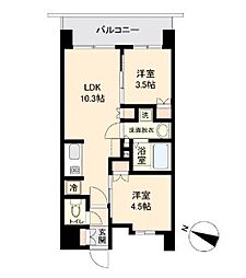 オープンブルーム二子 6階2LDKの間取り