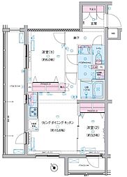 GENOVIA三軒茶屋 green veil 3階2LDKの間取り