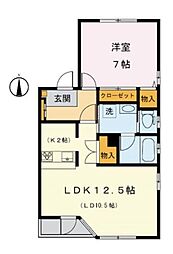 小田急小田原線 下北沢駅 徒歩14分の賃貸マンション 2階1LDKの間取り