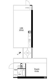 東急目黒線 洗足駅 徒歩3分の賃貸マンション 3階1LDKの間取り