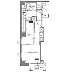 東急田園都市線 池尻大橋駅 徒歩7分の賃貸マンション 7階1LDKの間取り
