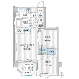 東急東横線 都立大学駅 徒歩4分の賃貸マンション 2階2LDKの間取り