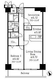 サンクレール高井戸 7階2LDKの間取り