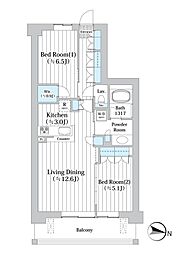 アビティグランデ砧 2LDKの間取図画像