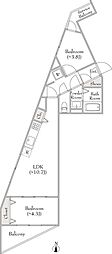 ルミークアン用賀 2LDKの間取図画像