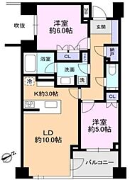 ザ・パークハウス上目黒ピアース 2LDKの間取図画像