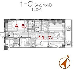 リフィオ三軒茶屋 1LDKの間取図画像