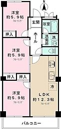 三井フラット 3LDKの間取図画像