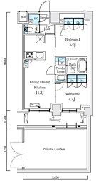 世田谷区北沢1丁目マンション 2LDKの間取図画像