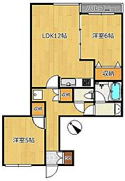 代々木クレスト 2LDKの間取図画像