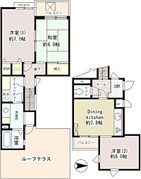 カルム桜新町パティオ 3DKの間取図画像
