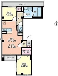 経堂マンション 2LDKの間取図画像