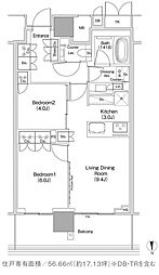 JIYUGAOKA MUSE SQUARE THE RESI 2LDKの間取図画像