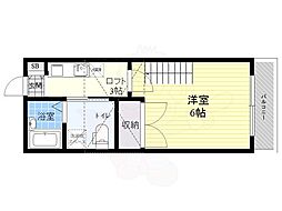 テニスヴィレッジ2 2階1Kの間取り