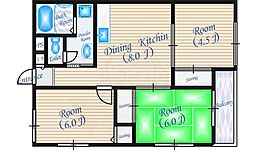 クローバーハイツ 3階3DKの間取り