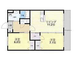 シンクロニシティ武蔵野 403 4階2LDKの間取り