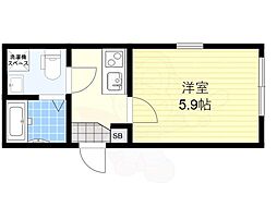 シアターハウス坂下 202 2階1Kの間取り