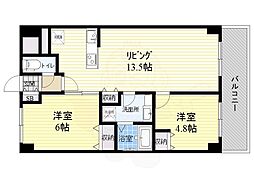 シルフィッド 2階2LDKの間取り