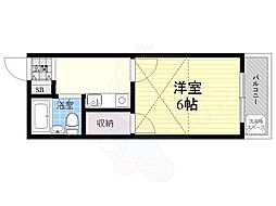 レコルト武蔵野 1階1Kの間取り