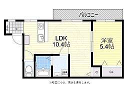 八木弐番館ビル 3階1LDKの間取り