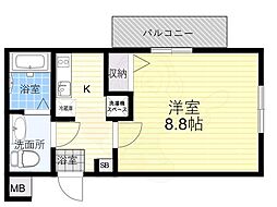 アンベリール吉祥寺EAST 3階1Kの間取り