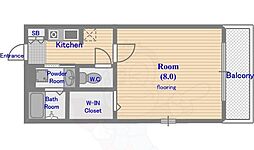 ルシェッロ 1階1Kの間取り