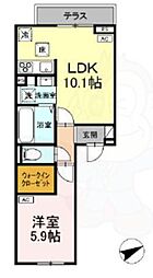 D-comodo関前 2階1LDKの間取り