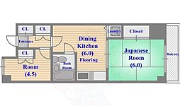 武蔵野パークマンション 2DKの間取図画像