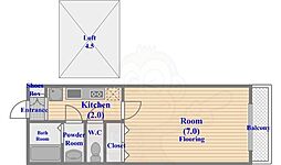 プルメリア 1Kの間取図画像