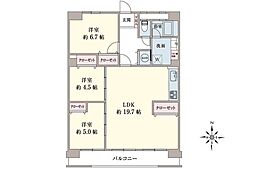 スカイマンションC 3LDKの間取図画像