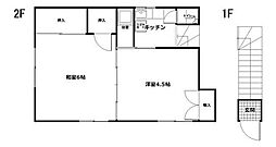 上原荘 2階2Kの間取り