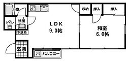 第2富田ビル 3階1LDKの間取り