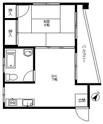 南波ビル 1DKの間取図画像