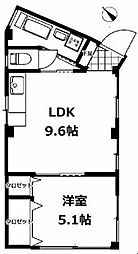 第二富田ビル 1LDKの間取図画像