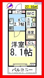 ウィステリア中町 1Kの間取図画像