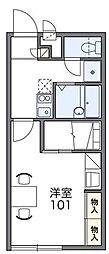 レオパレスサザンウッド 2階1Kの間取り