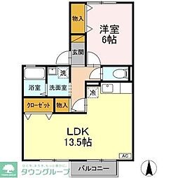 つくばエクスプレス 流山おおたかの森駅 徒歩20分の賃貸アパート 2階1LDKの間取り