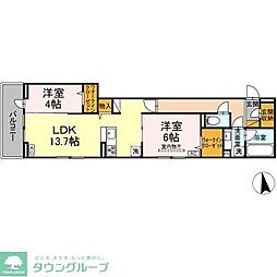 ＨＡＮＡＢＵＳＡ　VII 3階2LDKの間取り