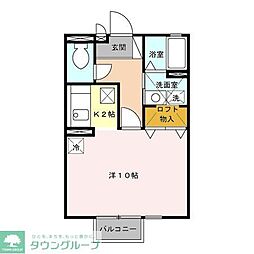 東武伊勢崎線 草加駅 バス15分 信用金庫前下車 徒歩3分の賃貸アパート 2階1Kの間取り