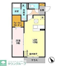 つくばエクスプレス 柏の葉キャンパス駅 徒歩12分の賃貸アパート 1階1LDKの間取り