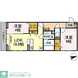 つくばエクスプレス 南流山駅 徒歩16分の賃貸アパート 3階2LDKの間取り