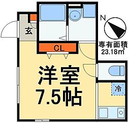 ゼーゲン南流山 1階1Kの間取り