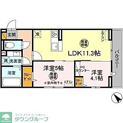 つくばエクスプレス 流山セントラルパーク駅 徒歩11分の賃貸アパート 2階2LDKの間取り