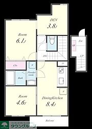 京成松戸線 五香駅 徒歩24分の賃貸アパート 2階2SDKの間取り