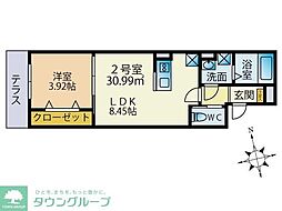 つくばエクスプレス 南流山駅 徒歩10分の賃貸アパート 1階1LDKの間取り