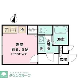 JR常磐線 松戸駅 徒歩10分の賃貸アパート 1階ワンルームの間取り