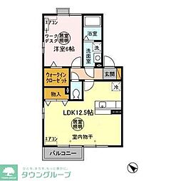 東武野田線 増尾駅 徒歩34分の賃貸アパート 2階1LDKの間取り
